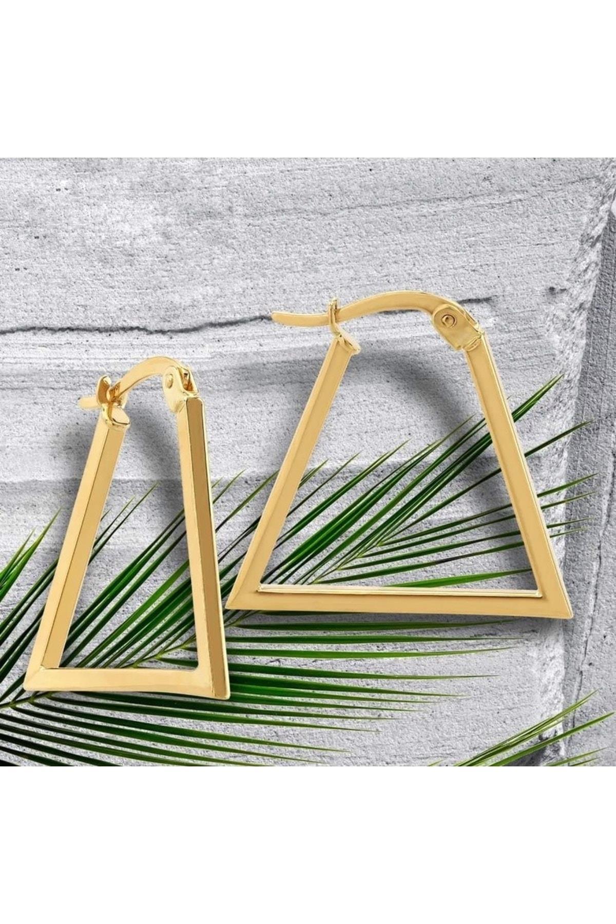 14 Ayar Altın Üçgen Halka Küpe (ORTA BOY)