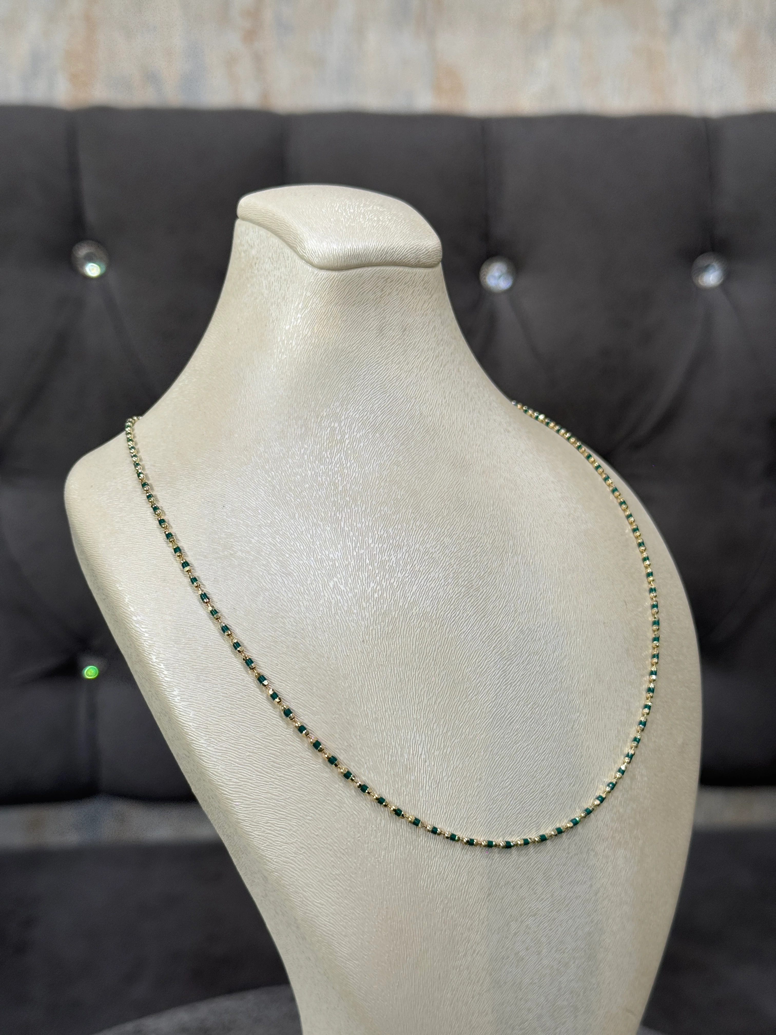 14 AYAR ALTIN YEŞİL MİNELİ GOLF KOLYE