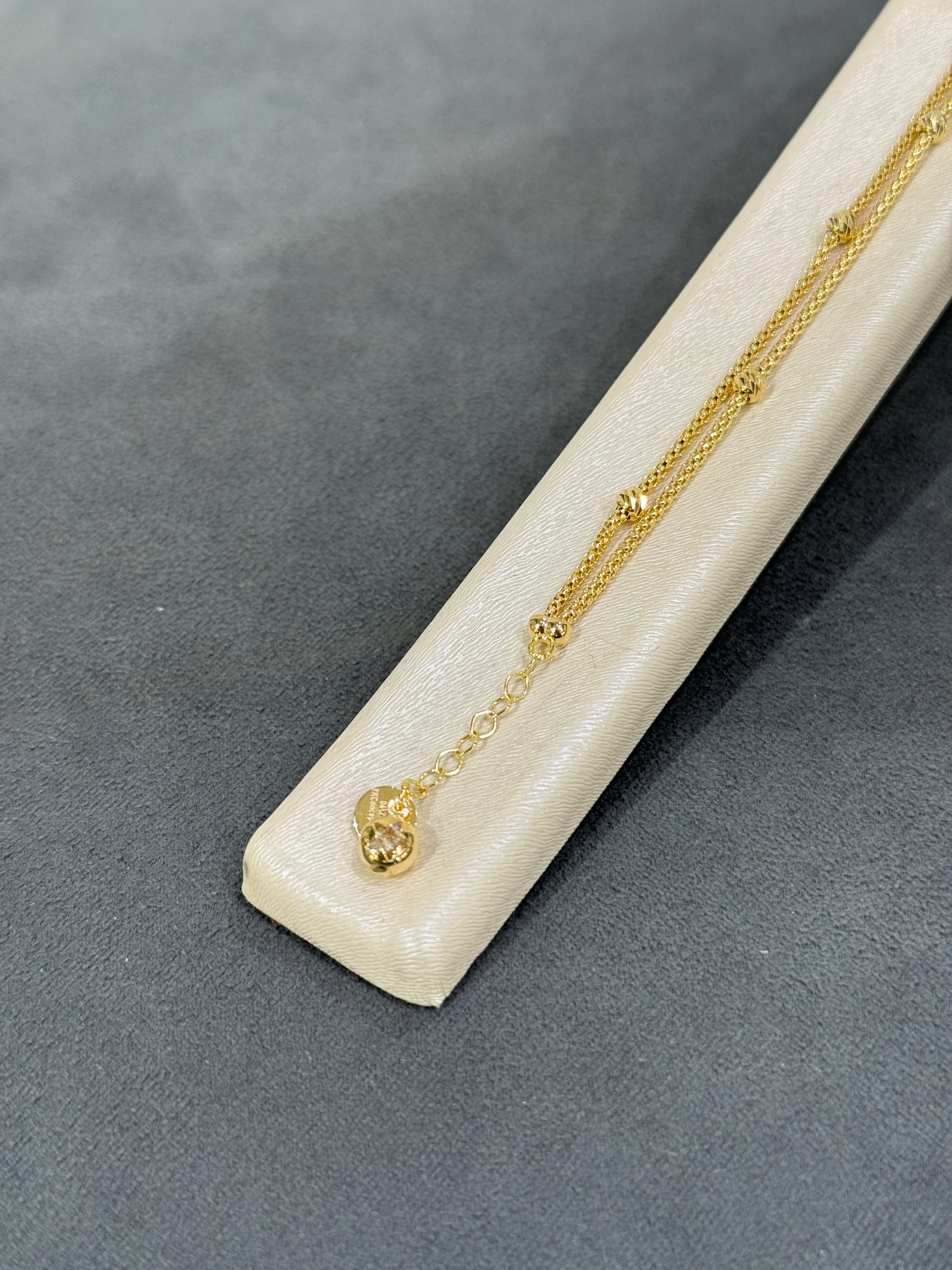 8 Ayar Altın Çift Popcorn Zincirli Dorika Bileklik