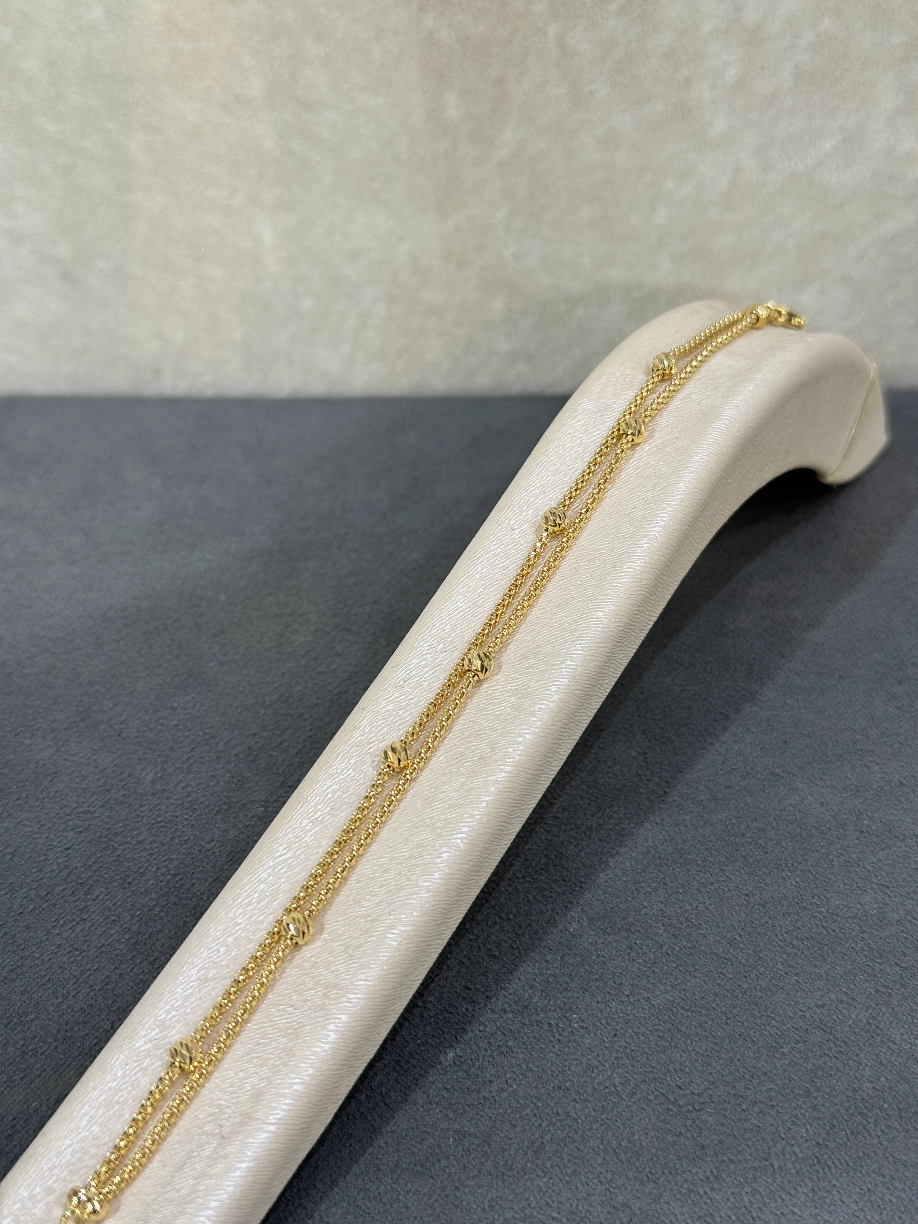 8 Ayar Altın Çift Popcorn Zincirli Dorika Bileklik