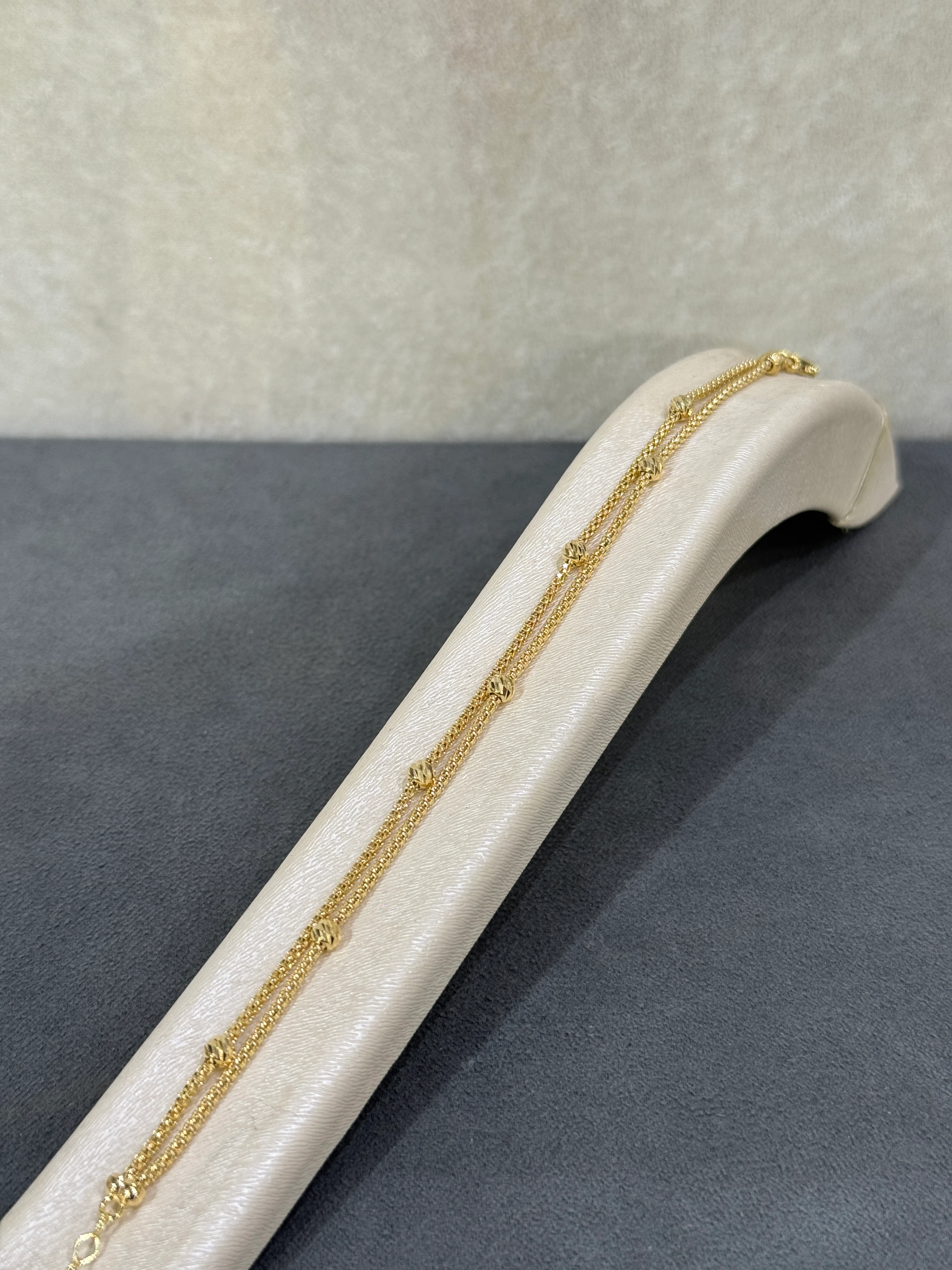 8 Ayar Altın Çift Popcorn Zincirli Dorika Bileklik