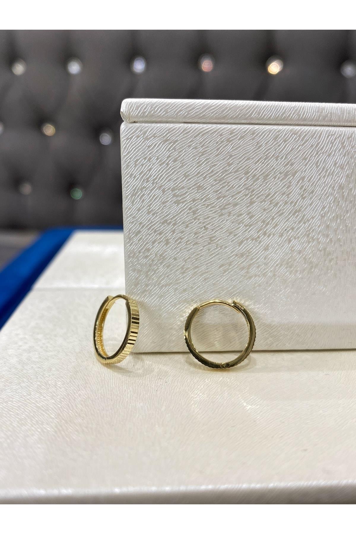 14 Ayar Altın Kalemli Halka Küpe (küçük Boy)