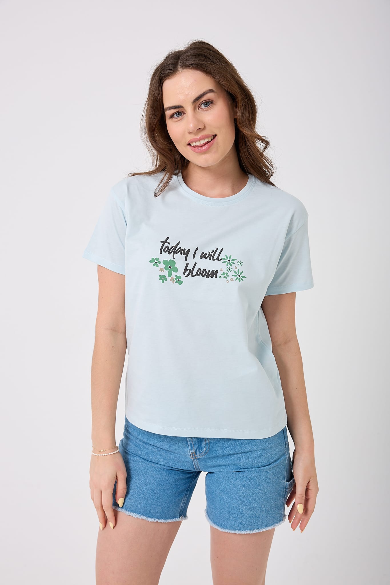Oversize Today I Will Bloom Yazı Baskılı T-Shirt