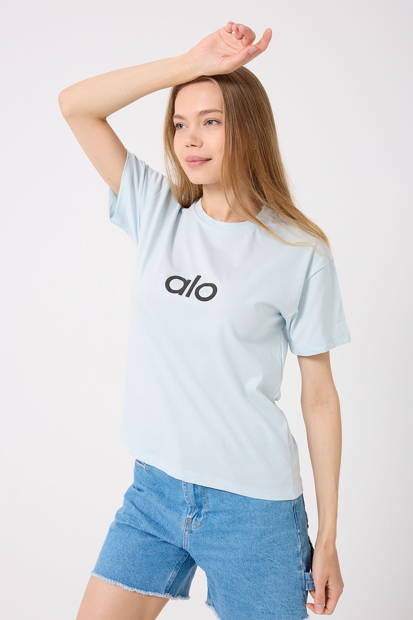 Oversize Alo Yazı Baskılı T-Shirt