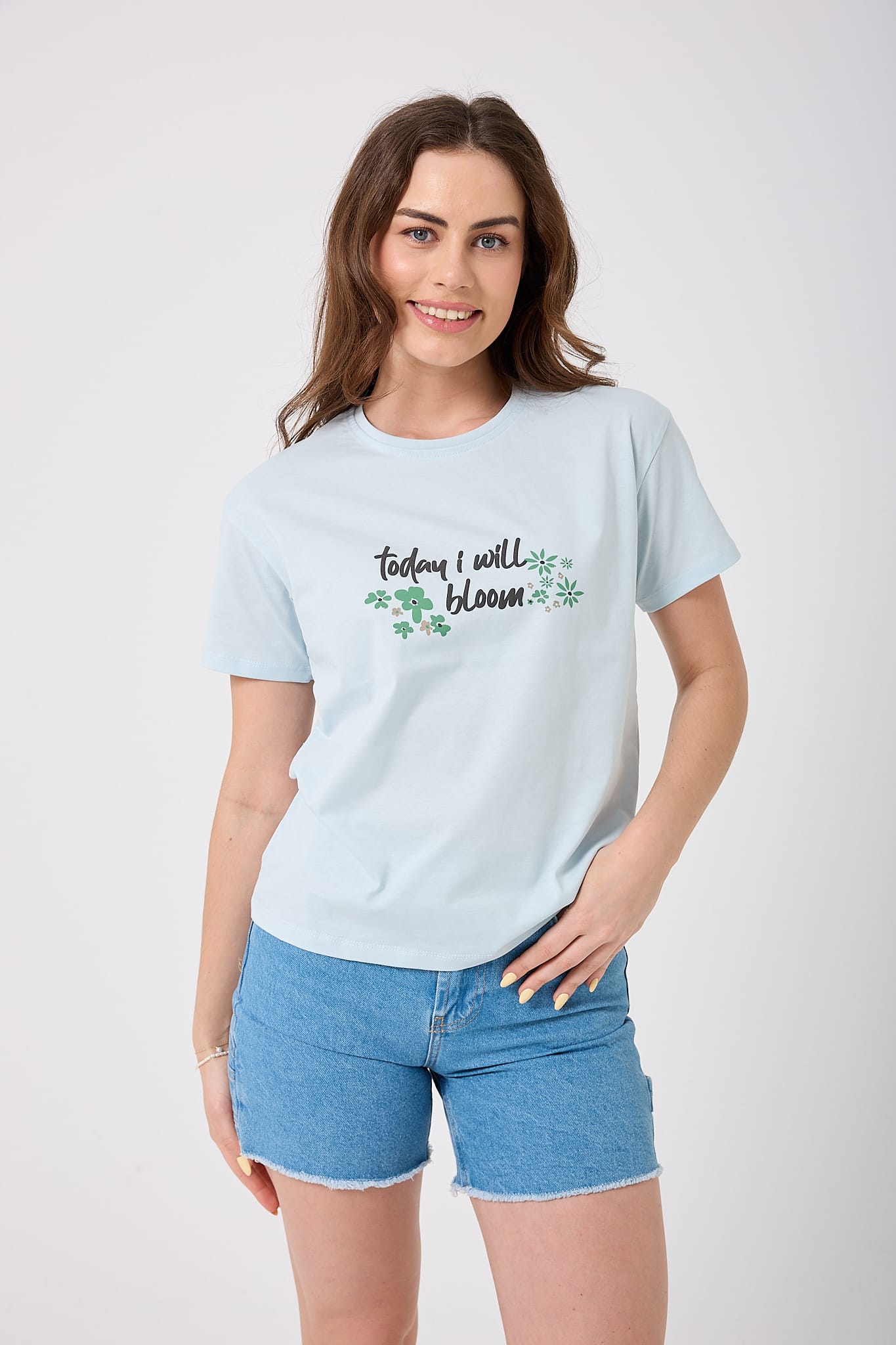 Oversize Today I Will Bloom Yazı Baskılı T-Shirt