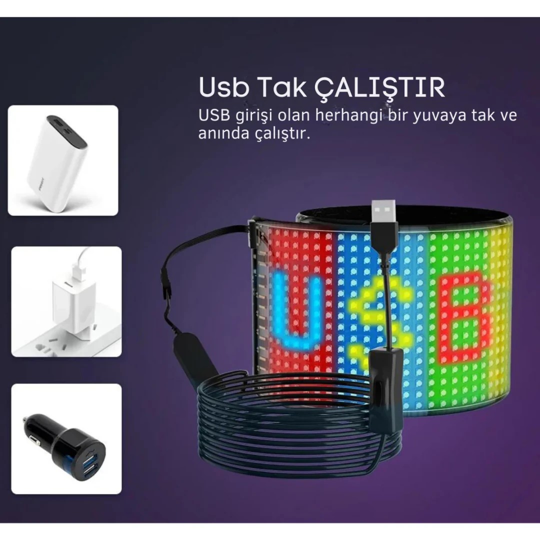 Kişiselleştirilebilir Matrix Car LED Ekran (60x12cm)