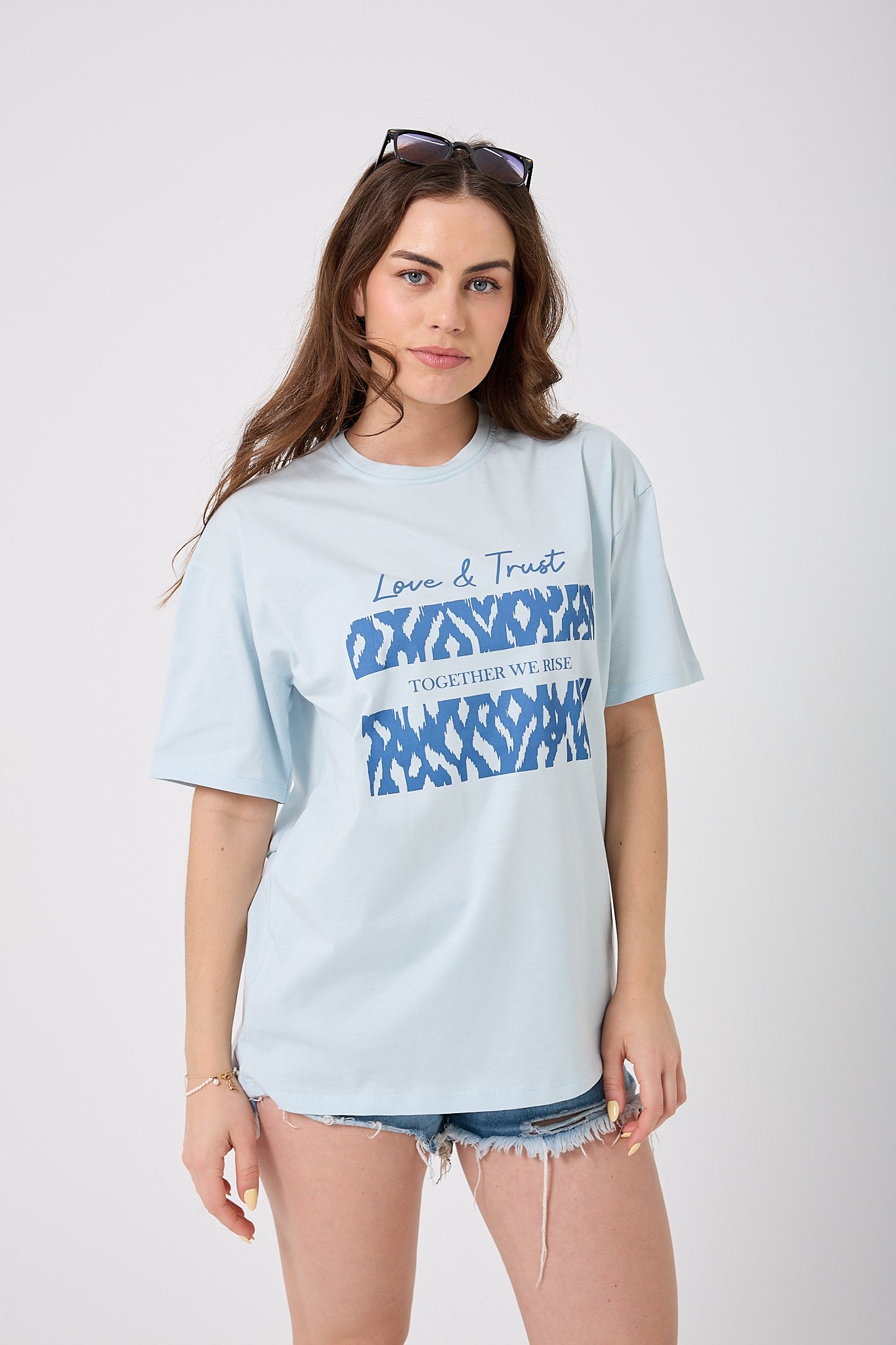 Oversize Love&Trust Yazı Baskılı T-Shirt