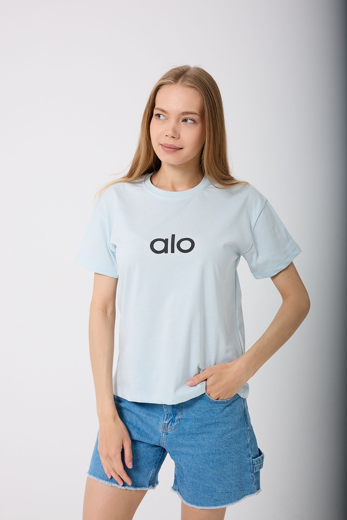 Oversize Alo Yazı Baskılı T-Shirt
