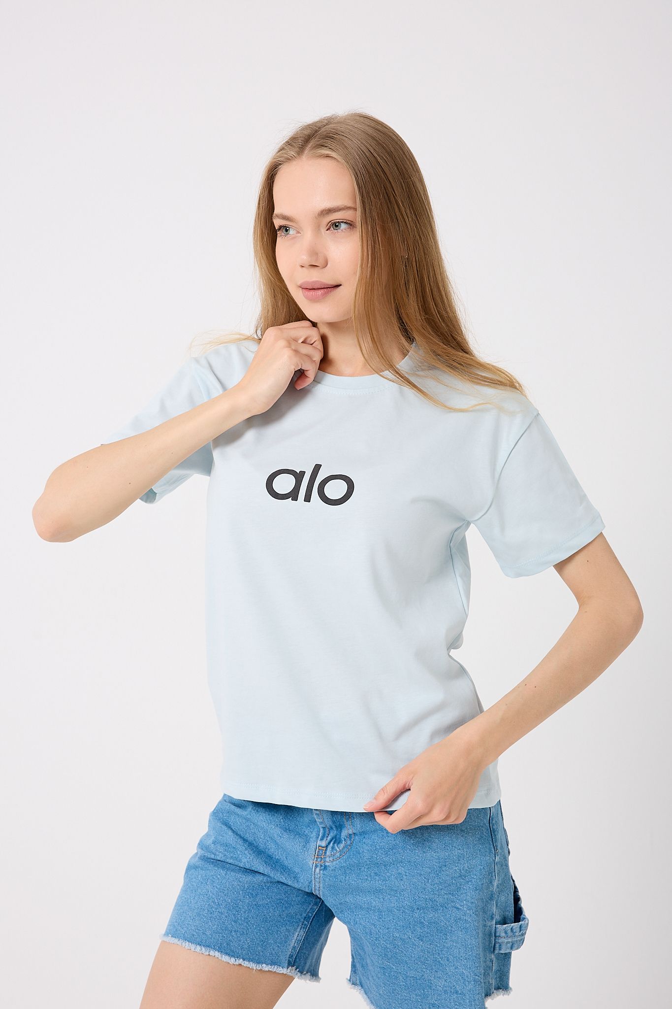 Oversize Alo Yazı Baskılı T-Shirt