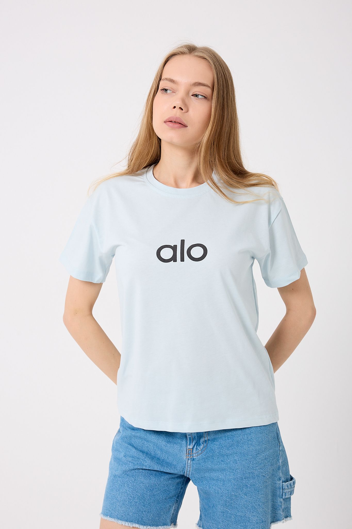 Oversize Alo Yazı Baskılı T-Shirt