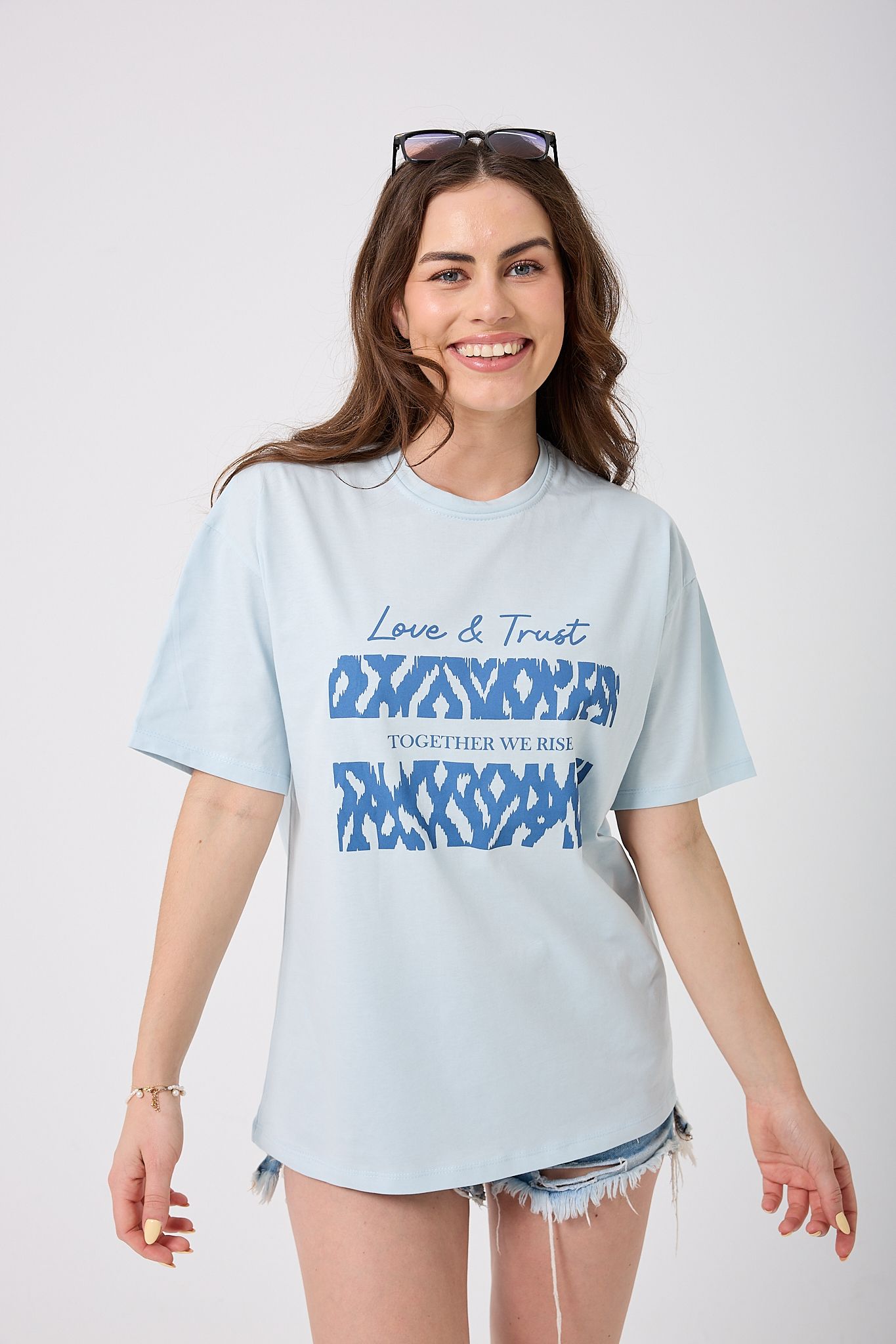 Oversize Love&Trust Yazı Baskılı T-Shirt