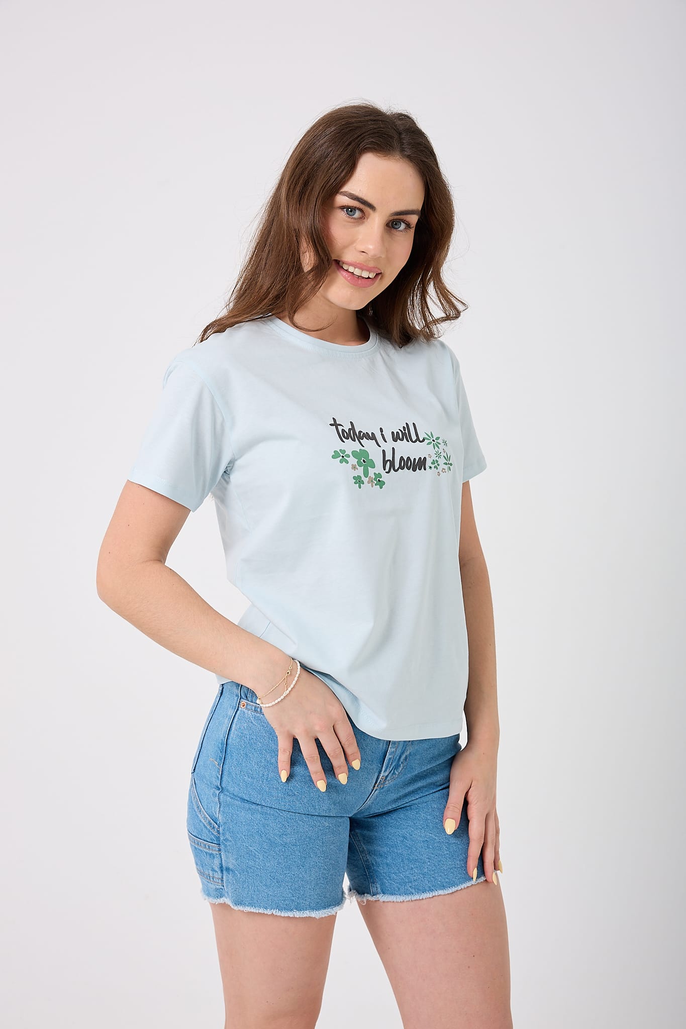Oversize Today I Will Bloom Yazı Baskılı T-Shirt