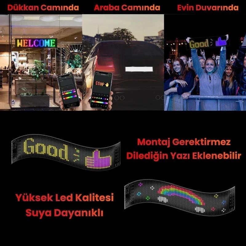 Kişiselleştirilebilir Matrix Car LED Ekran (37x9cm)