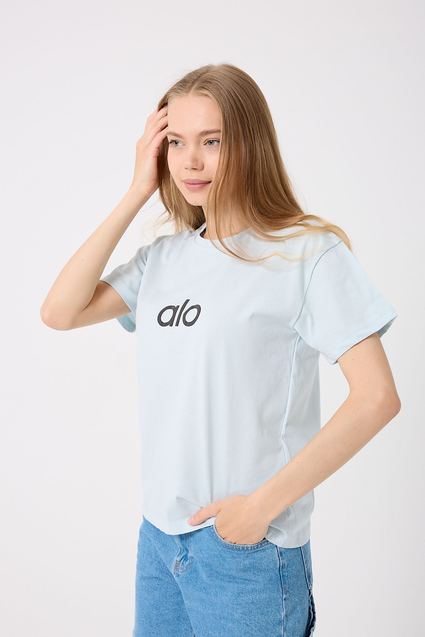Oversize Alo Yazı Baskılı T-Shirt
