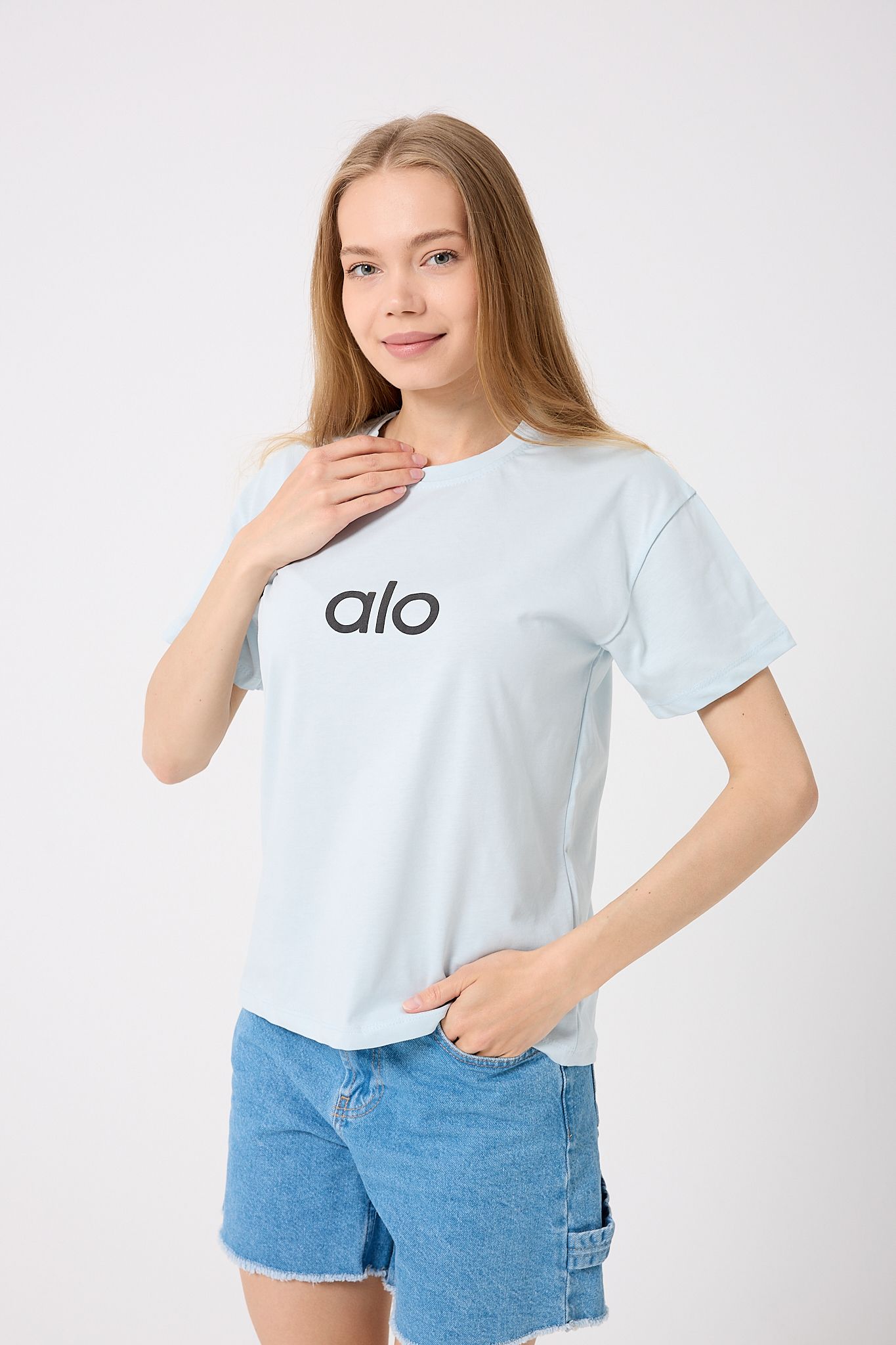 Oversize Alo Yazı Baskılı T-Shirt