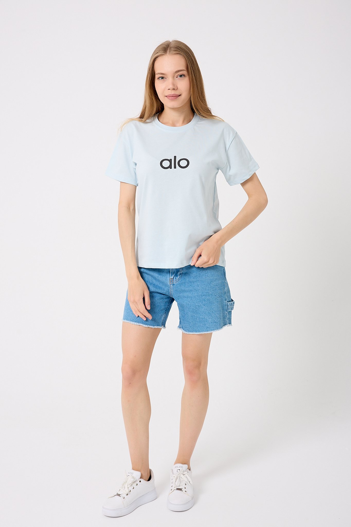 Oversize Alo Yazı Baskılı T-Shirt