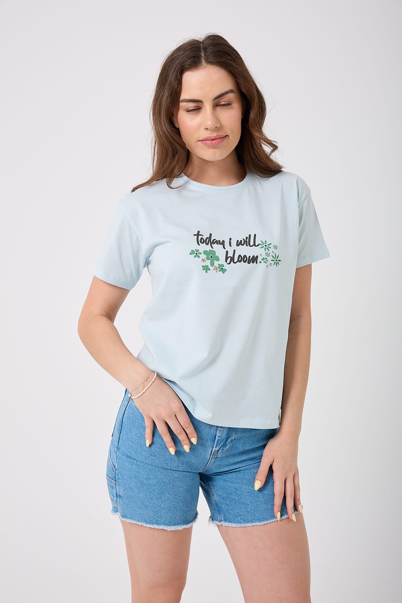 Oversize Today I Will Bloom Yazı Baskılı T-Shirt