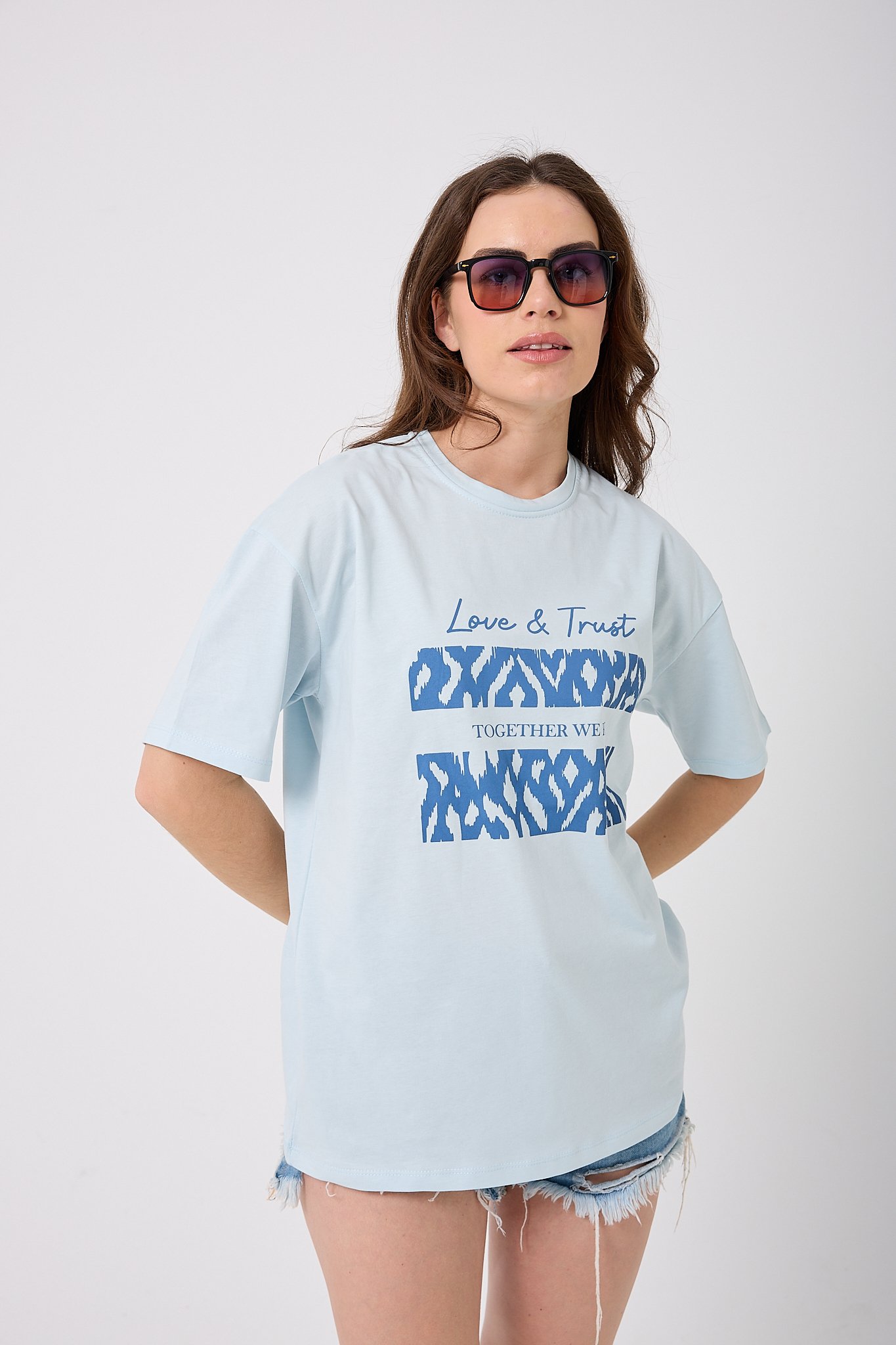 Oversize Love&Trust Yazı Baskılı T-Shirt