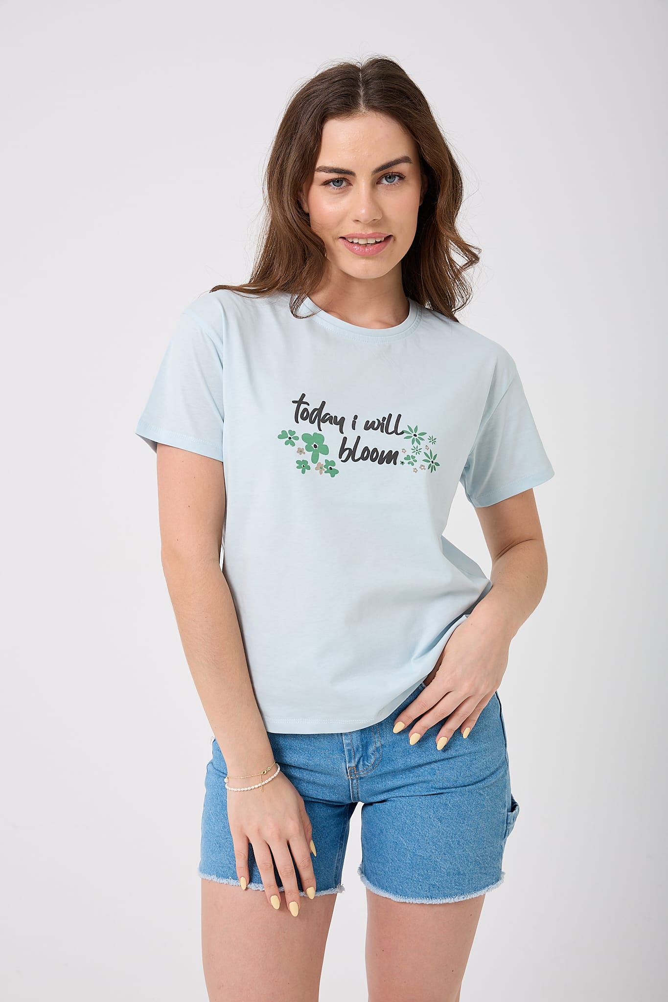 Oversize Today I Will Bloom Yazı Baskılı T-Shirt
