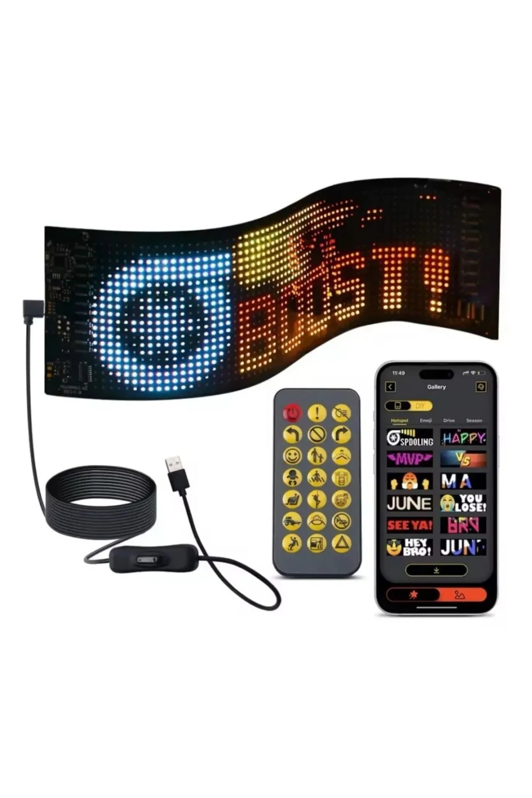 Kişiselleştirilebilir Matrix Car LED Ekran (37x9cm)