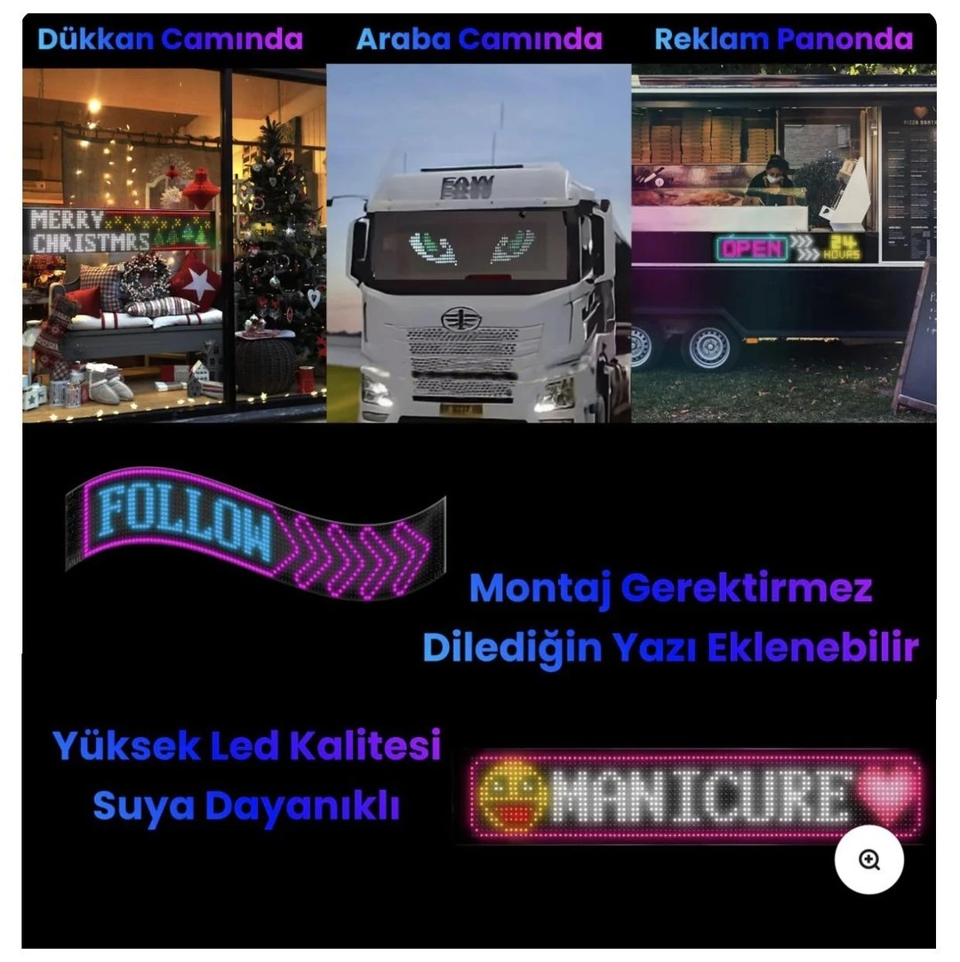 Kişiselleştirilebilir Matrix Car LED Ekran (90x19cm)