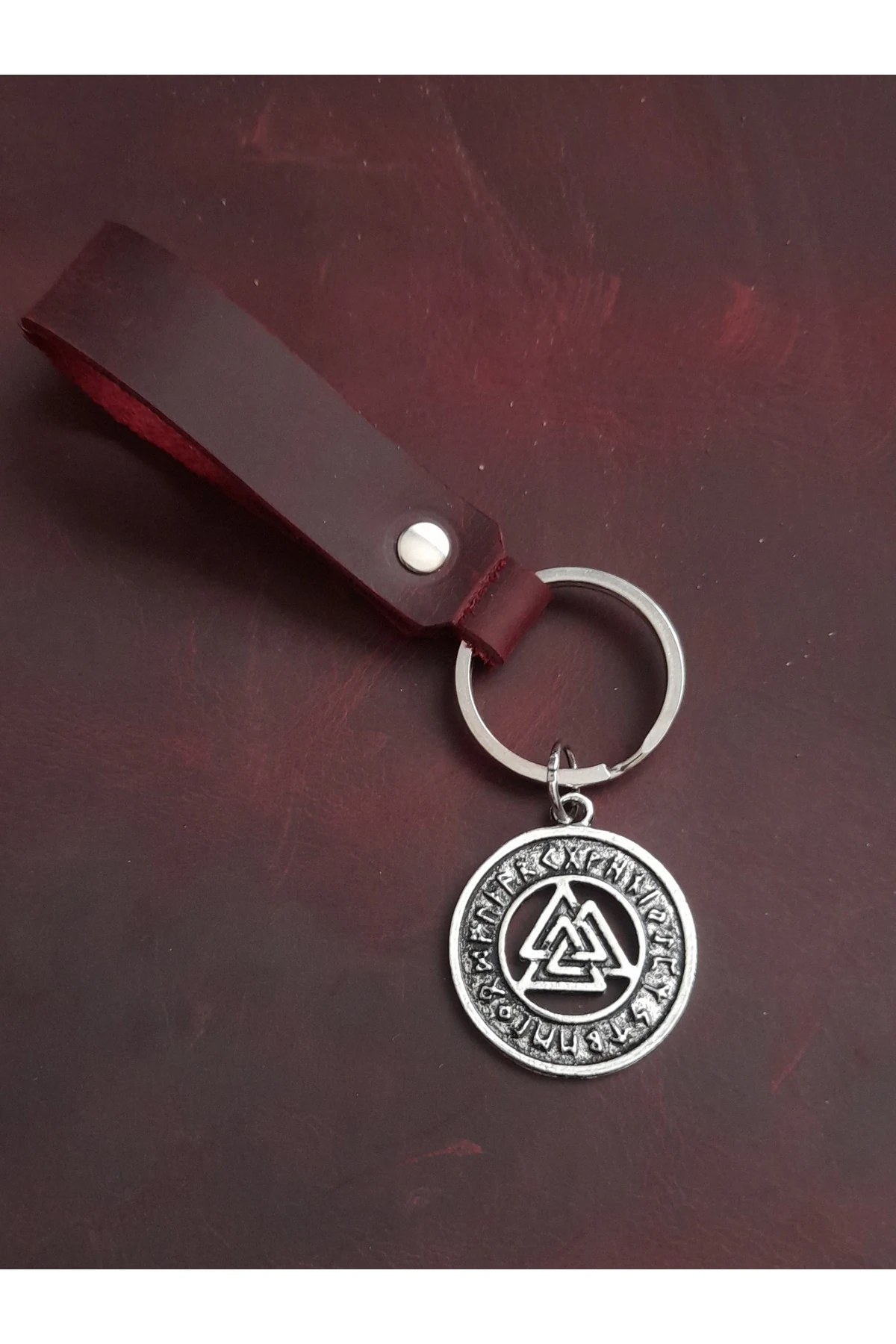 VALKNUT FİGÜR HAKİKİ DERİ ANAHTARLIK HEDİYE ANAHTARLIK