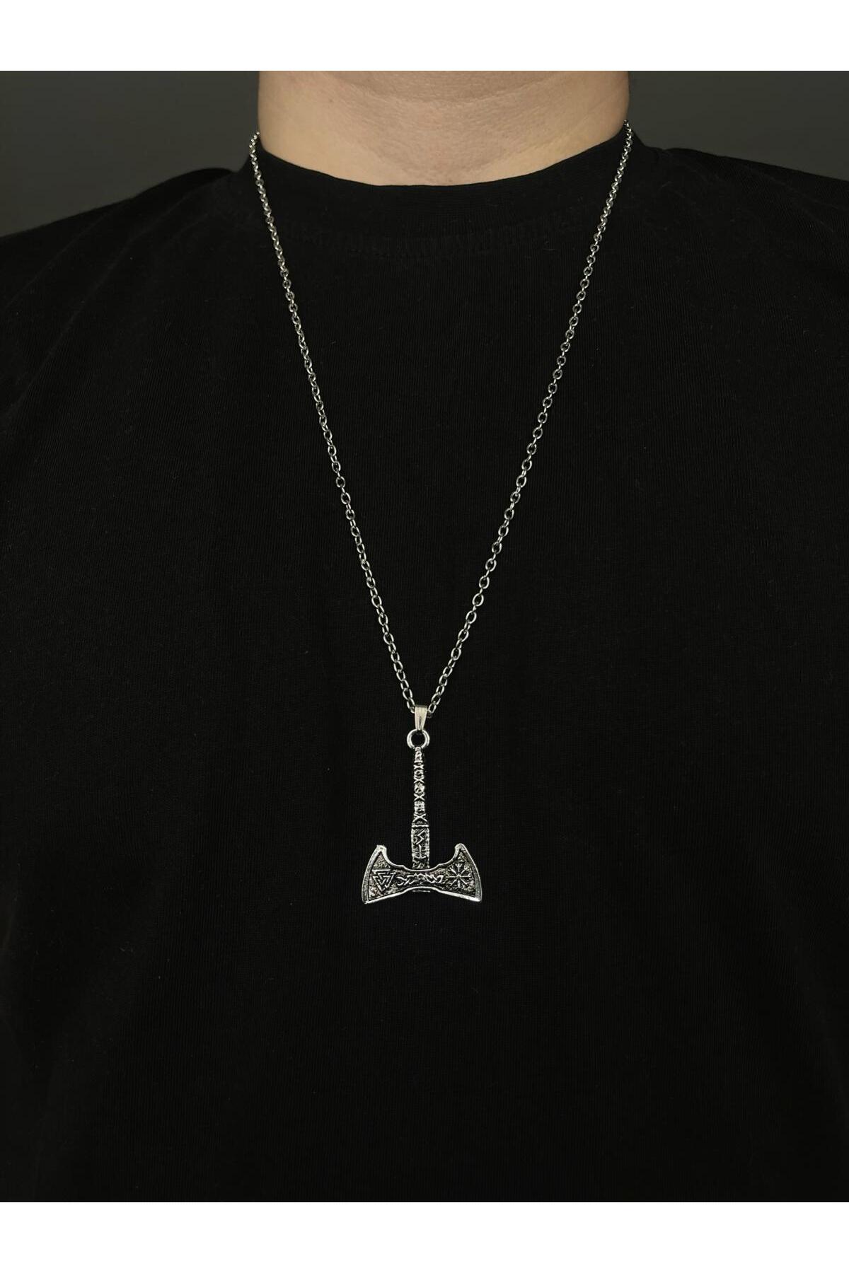 Viking İskandinav Valknut Balta 2'li Kolye
