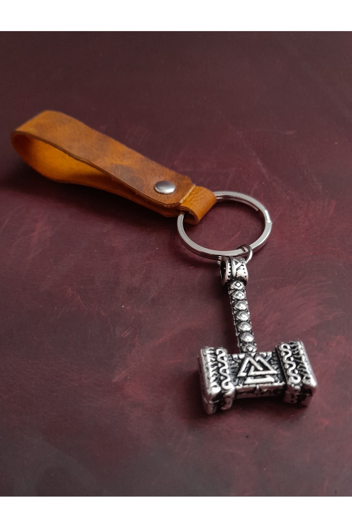 THOR ÇEKİÇ FİGÜR ANAHTARLIK PREMİUM EL YAPIMI GERÇEK DERİ ANAHTARLIK