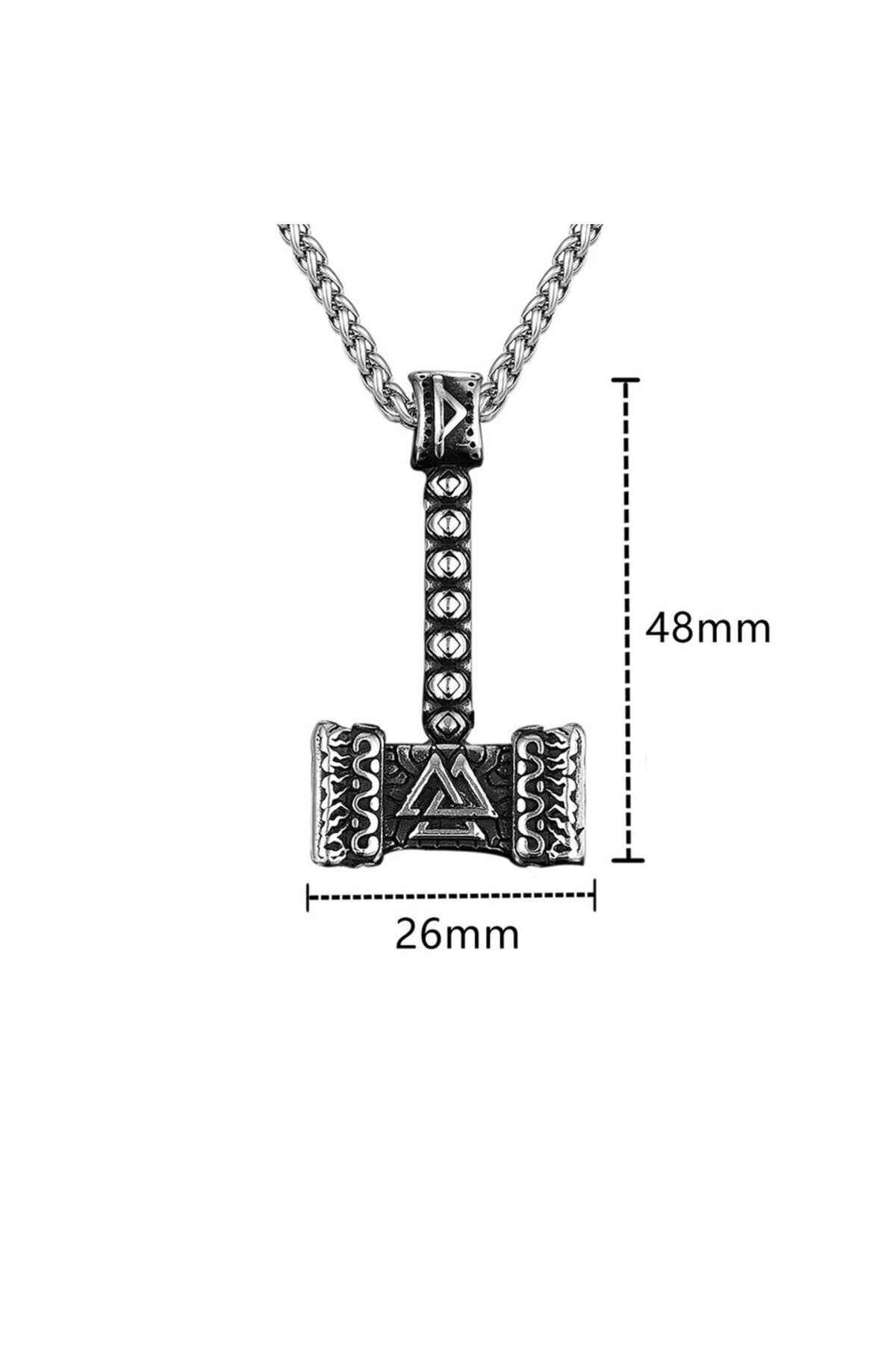 Viking Thor Çekiç Çift Taraflı Mitoloji Kolye