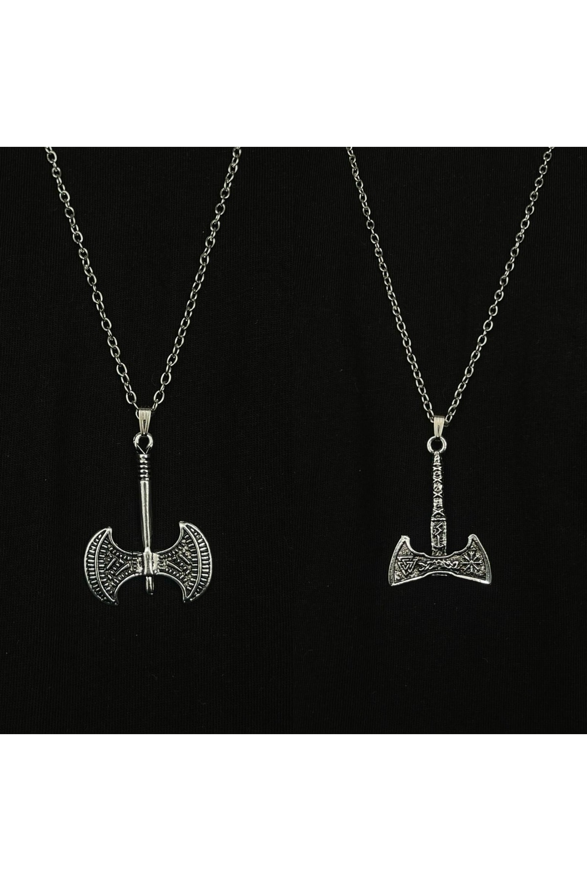 Viking Thor Nordic Balta Figürlü 2'li Kolye