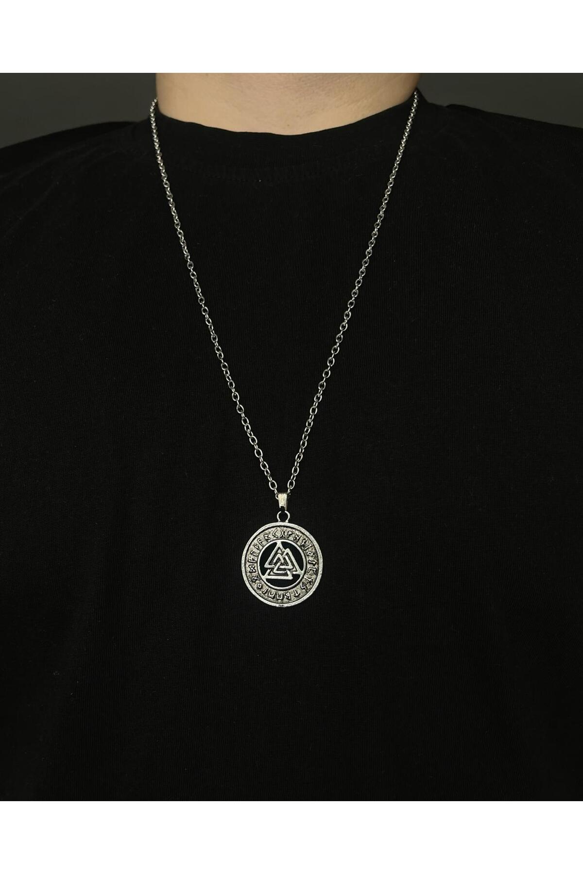 İskandinav Pusula Valknut Viking Ejderha Figürlü 3'lü Kolye