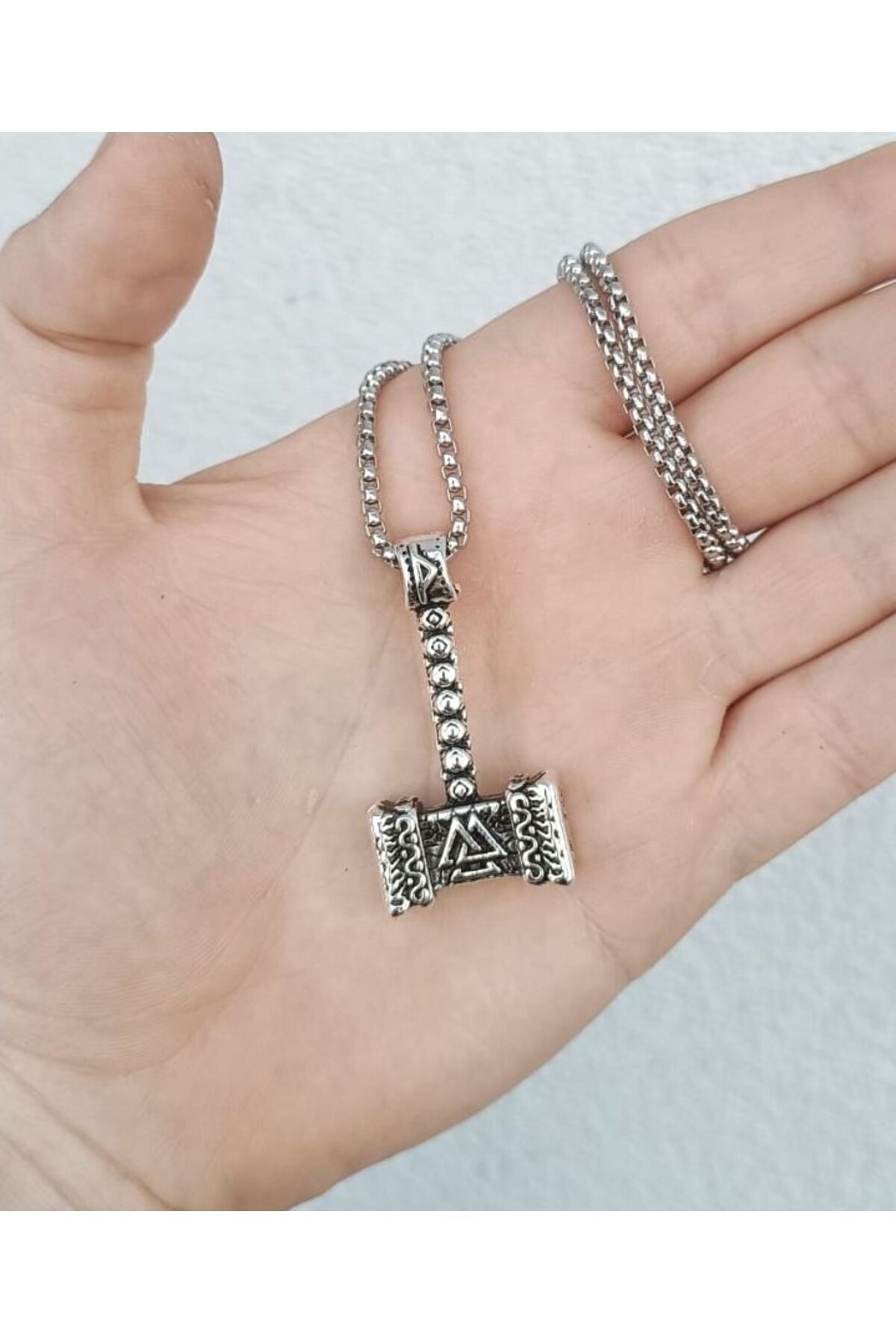Viking Thor Çekiç Çift Taraflı Mitoloji Kolye