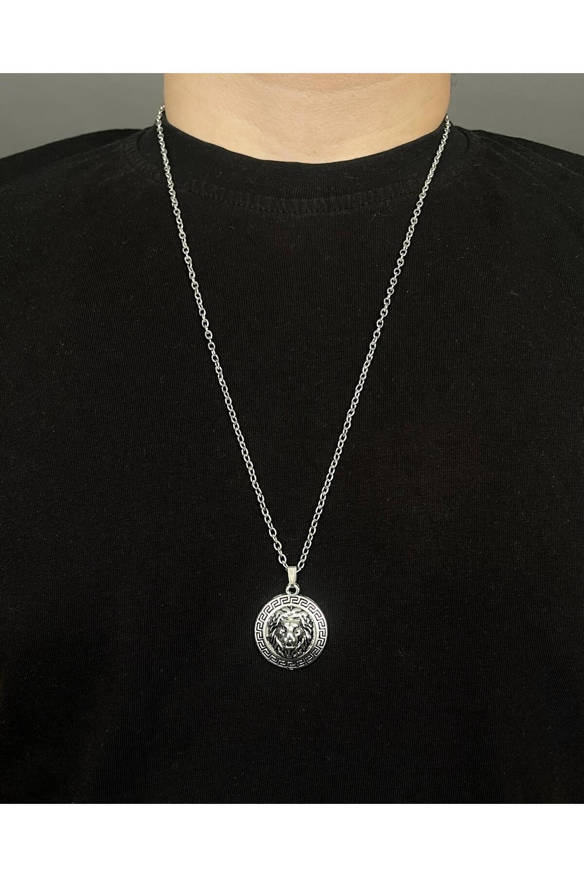 İskandinav Kurt Ve Valknut Figürlü 2'li Erkek Kolye