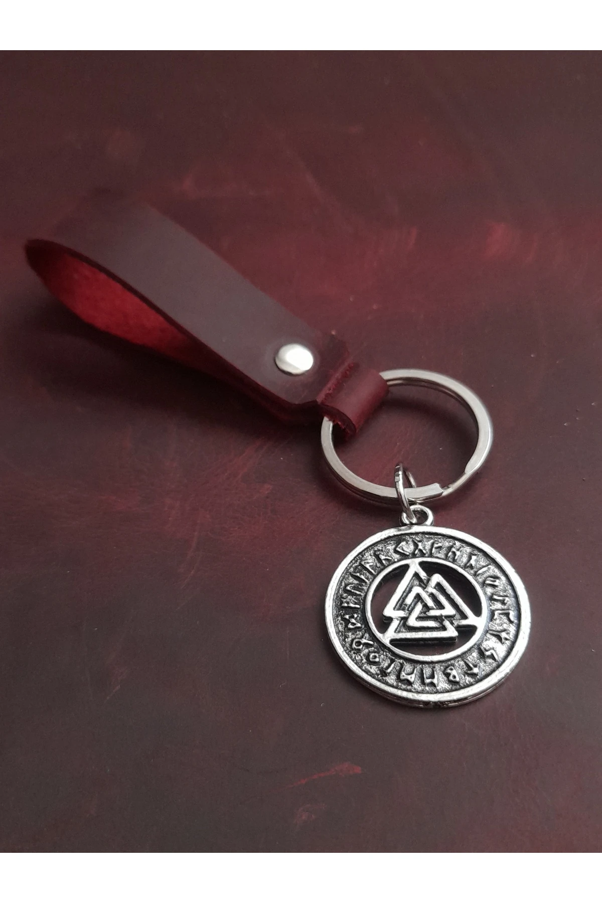 VALKNUT FİGÜR HAKİKİ DERİ ANAHTARLIK HEDİYE ANAHTARLIK