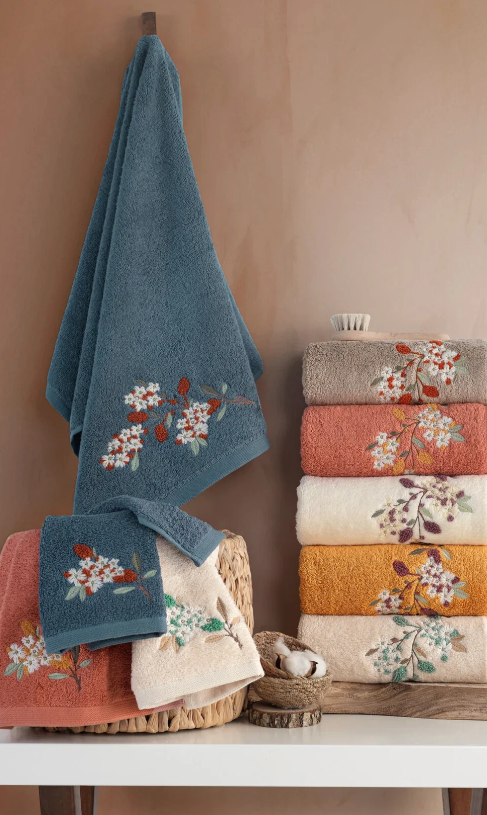 MARİBOR - Estel %70 Bambu / %30 Pamuk Nakışlı El Havlusu - 6'lı Set 50x90