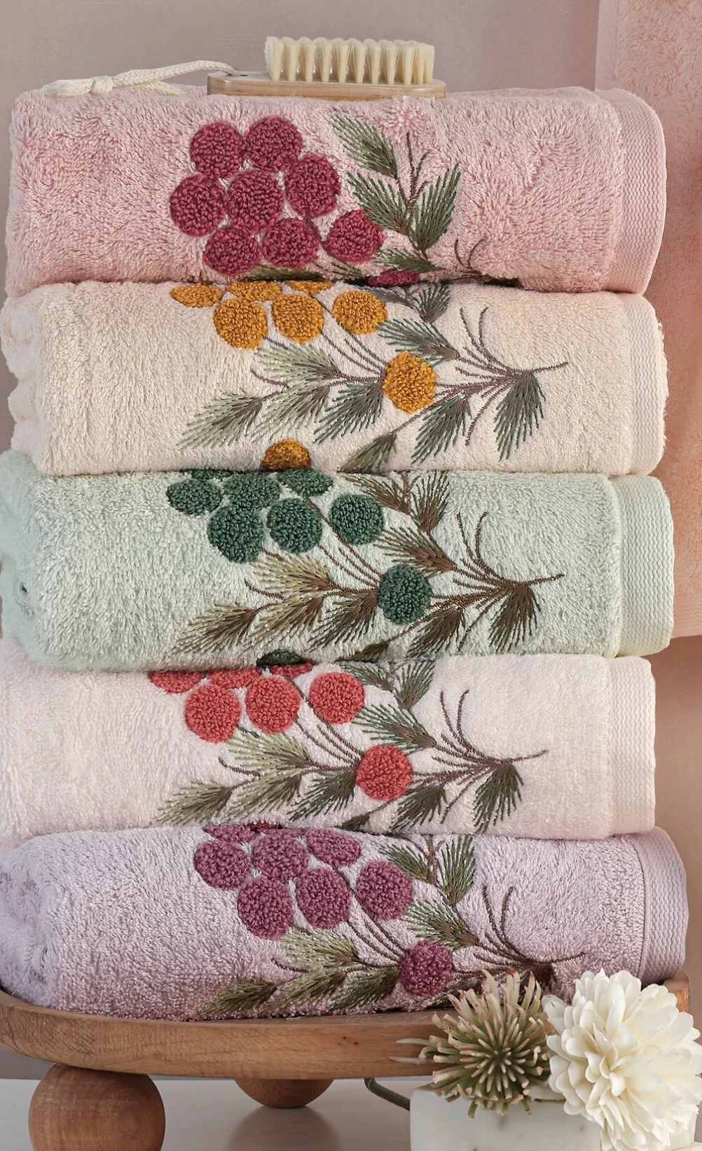 MARİBOR Tiada - %70 Bambu / %30 Pamuk Nakışlı El Havlusu - 6'lı Set