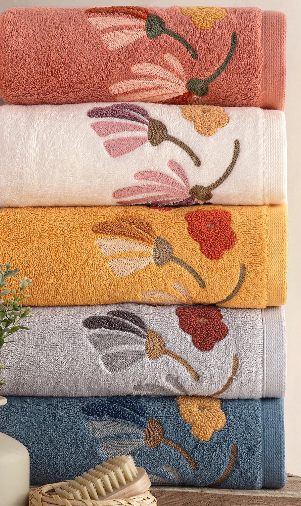 MARİBOR Rioko - %70 Bambu / %30 Pamuk Nakışlı El Havlusu - 6'lı Set 