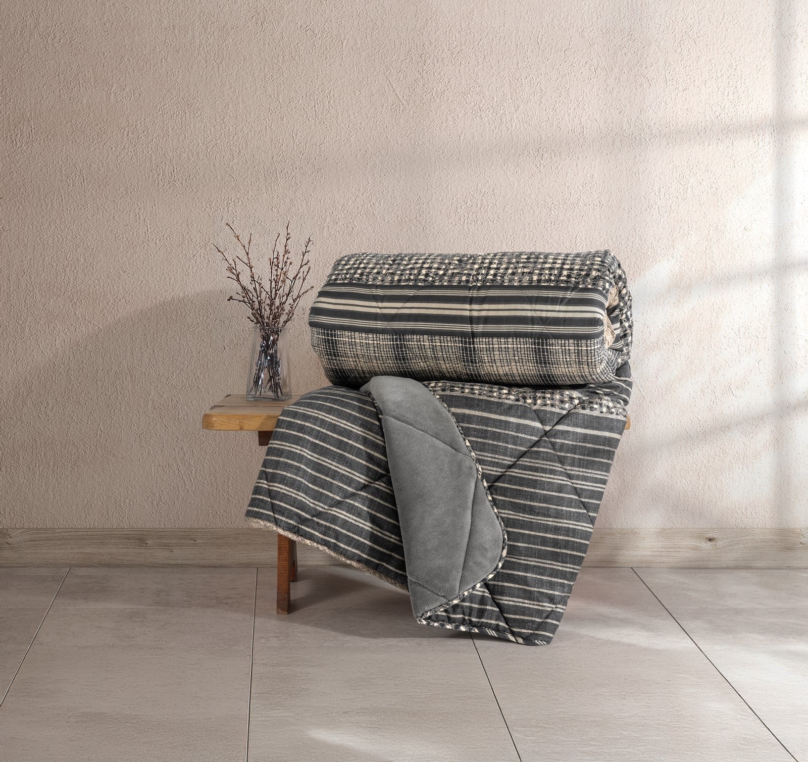 CottonBox Velvet Çift Kişilik Yorgan Timbre Antrasit 195x215 cm main variant image