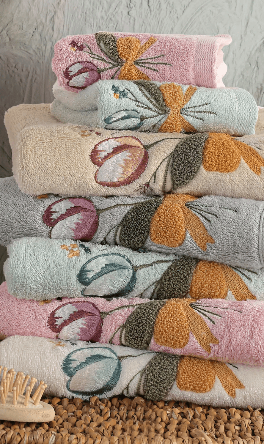 MARİBOR - Tulipa %70 Bambu / %30 Pamuk Nakışlı El Havlusu - 6'lı Set 50x90 image