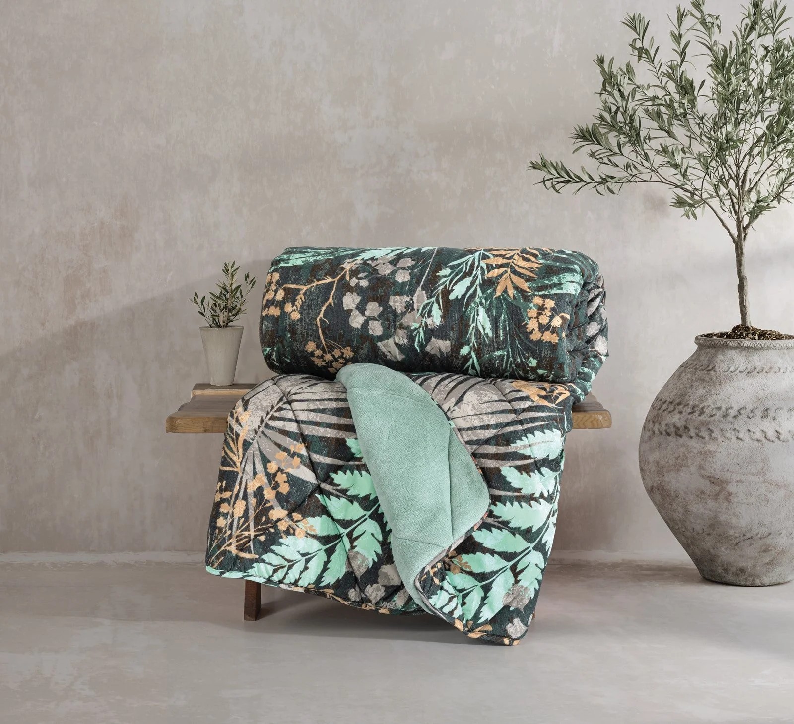 CottonBox Velvet Çift Kişilik Yorgan Clorasa Mint 195x215 cm main variant image