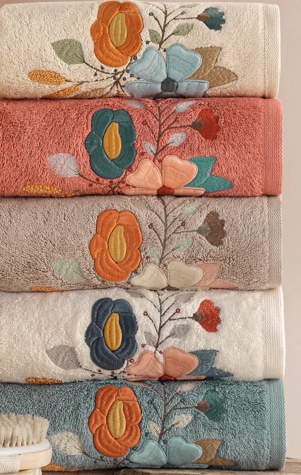 MARİBOR Eval - %70 Bambu / %30 Pamuk Nakışlı El Havlusu - 6'lı Set