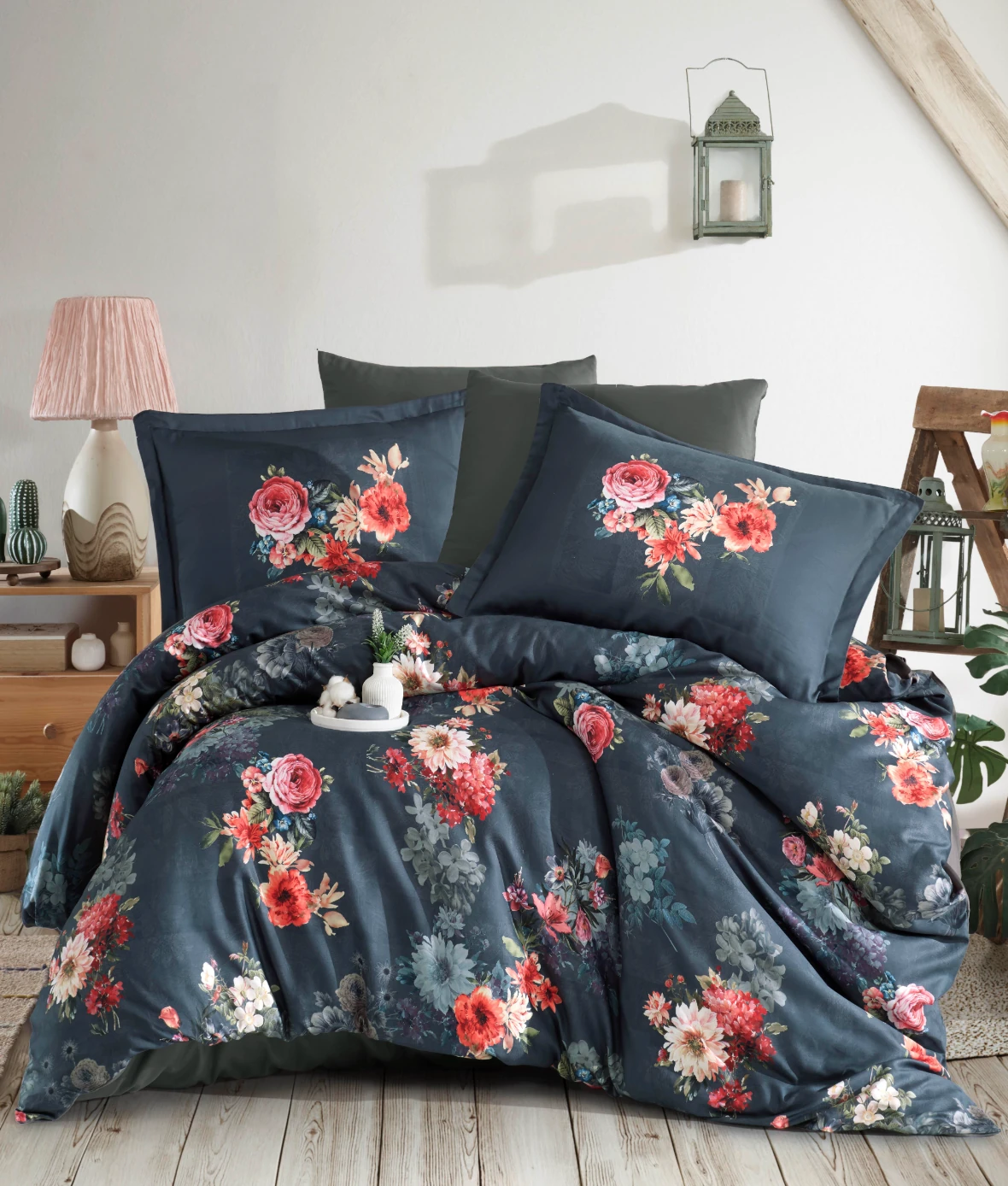 Clasy - Dijital Saten %100 Pamuk Nevresim Takımı Çift Kişilik Merisa