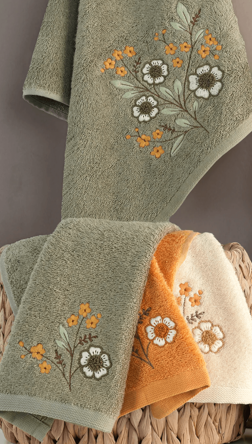 MARİBOR HOME - %70 Bambu / %30 Pamuk Florin Nakışlı El Havlusu - 6'lı Set 50x90