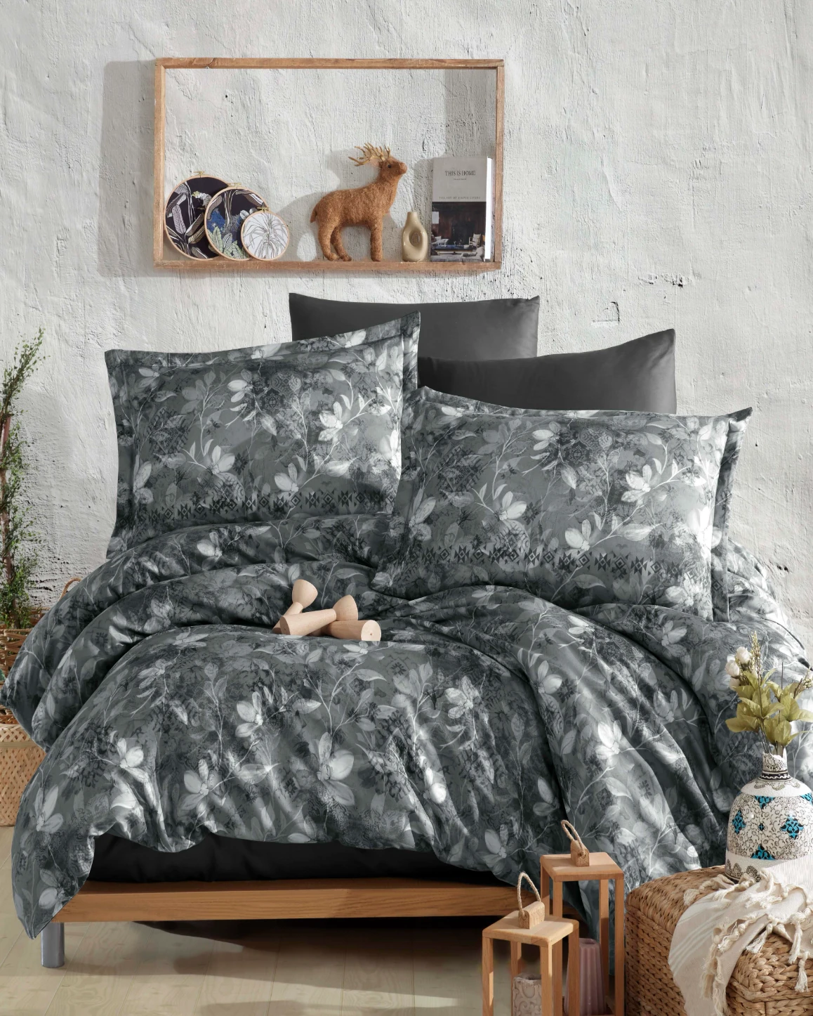 Clasy - Dijital Saten %100 Pamuk Nevresim Takımı Çift Kişilik Libera