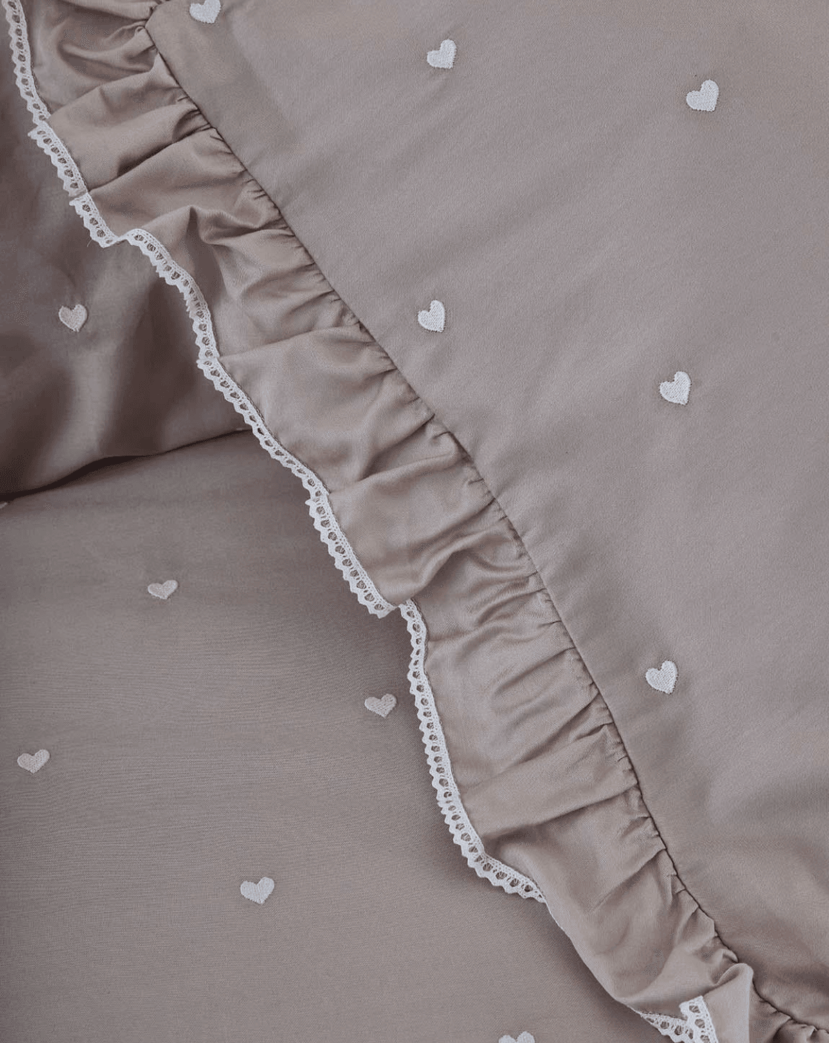 Nazik Home - Amore Pamuk Saten Çift Kişilik Kalpli Nevresim Takımı main variant image