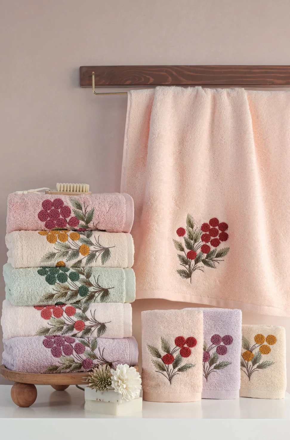 MARİBOR Tiada - %70 Bambu / %30 Pamuk Nakışlı El Havlusu - 6'lı Set