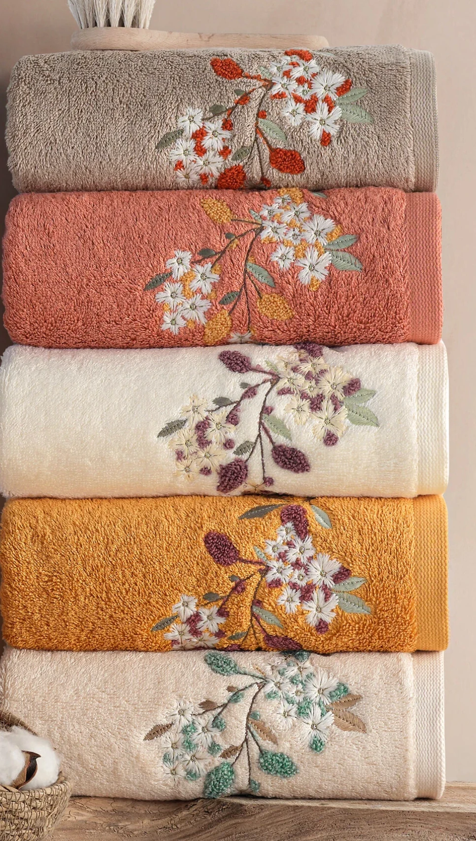 MARİBOR - Estel %70 Bambu / %30 Pamuk Nakışlı El Havlusu - 6'lı Set 50x90