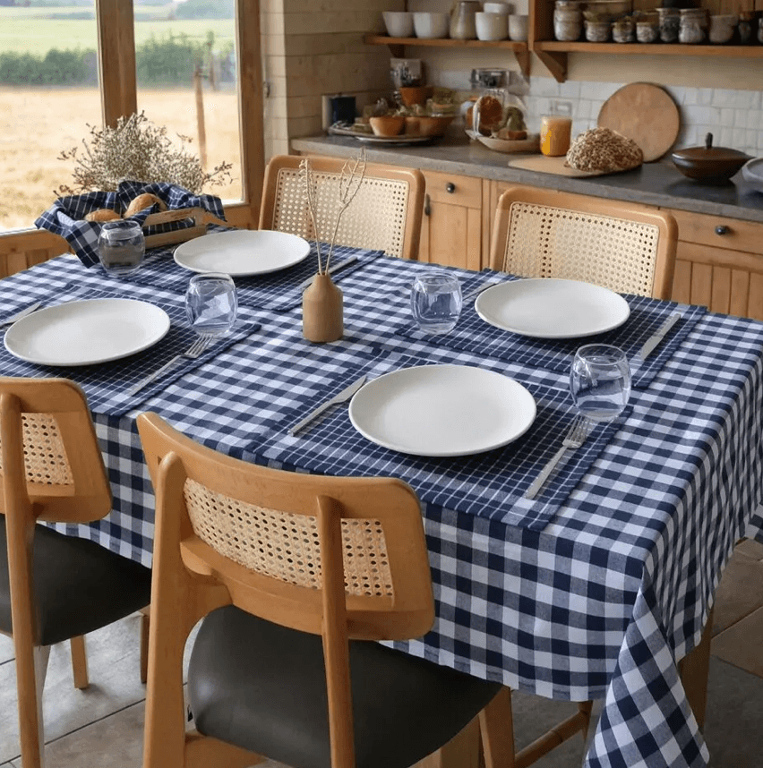 İyi Geceler İstanbul -  %100 Pamuklu Happy Days Minimal Doğal Ahşap Ekmek Sepetli Sofra Ve Piknik Seti 7 Prç. image