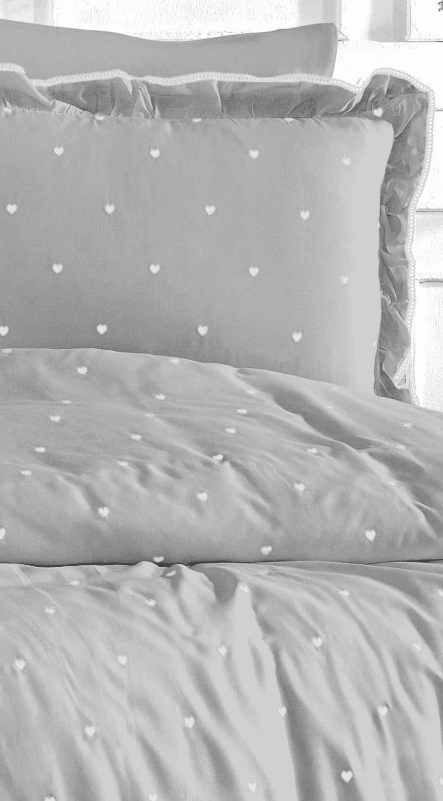 Nazik Home - Amore Pamuk Saten Çift Kişilik Kalpli Nevresim Takımı
