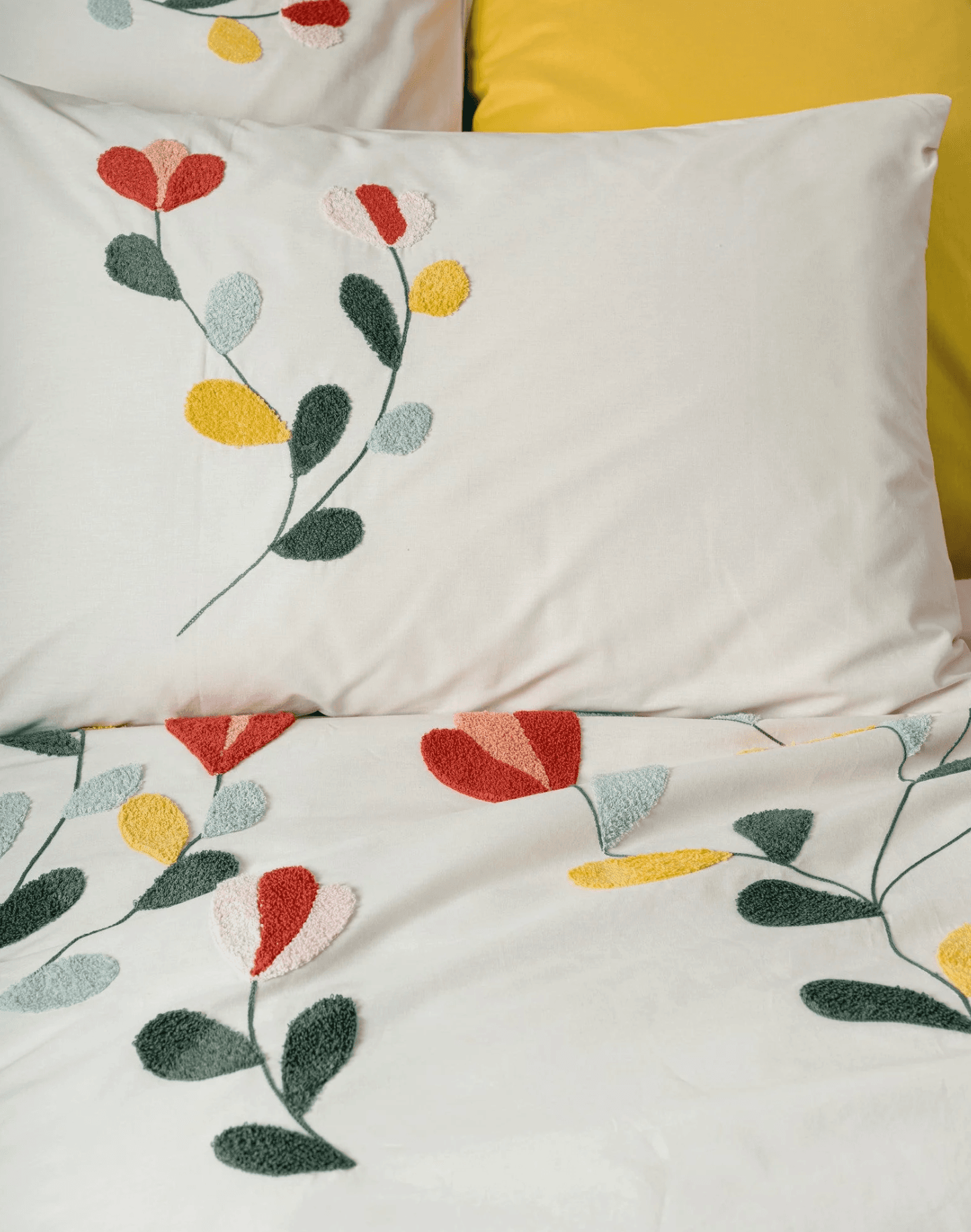 Cotton Box Puff Nakışlı Çift Kişilik Nevresim Takımı Nella Hardal